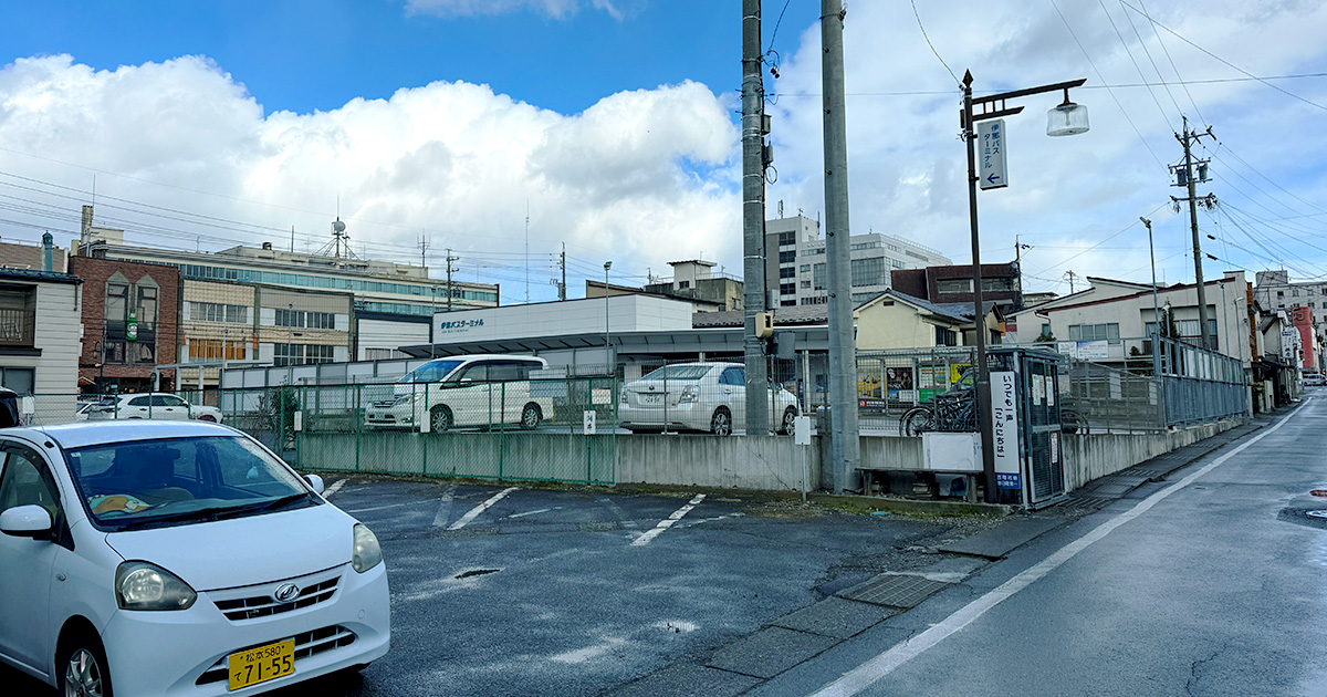 Parking lot and Ina Bus Terminal near the station Parking lot and Ina Bus Terminal near the station